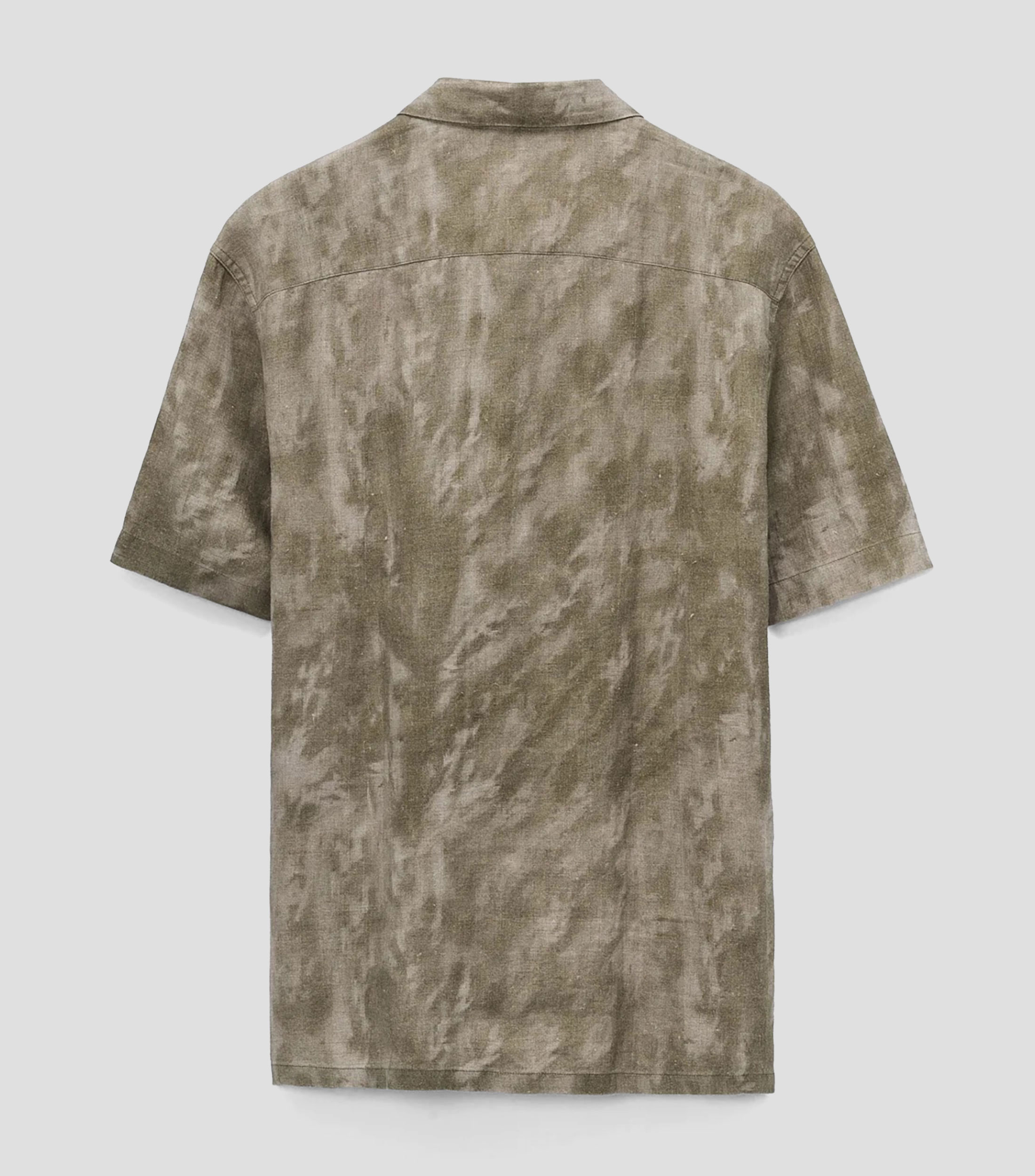 Camisa jaspeada en lino manga corta Hombre